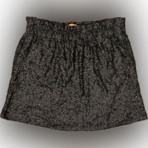 Joe Fresh Black Sequin Paperbag Style Mini Skirt